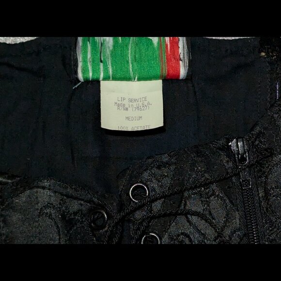 Vintage Lip Service Velvet Cathedral Peplum Bustier Black Medium - Picture 4 of 11